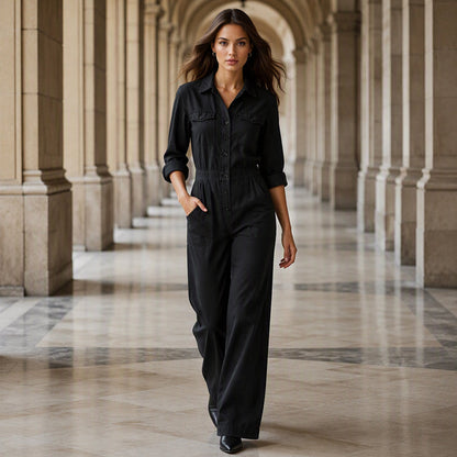 ✨ Effortless Everyday Style | Women's Relaxed Wide-Leg Cargo Jumpsuit