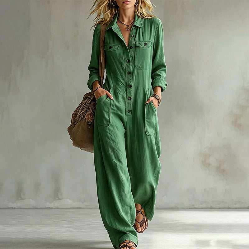 ✨ Effortless Everyday Style | Women's Relaxed Wide-Leg Cargo Jumpsuit