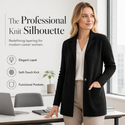 ✨ Elevated Everyday Comfort | Women's Lapel-Collar Knit Cardigan