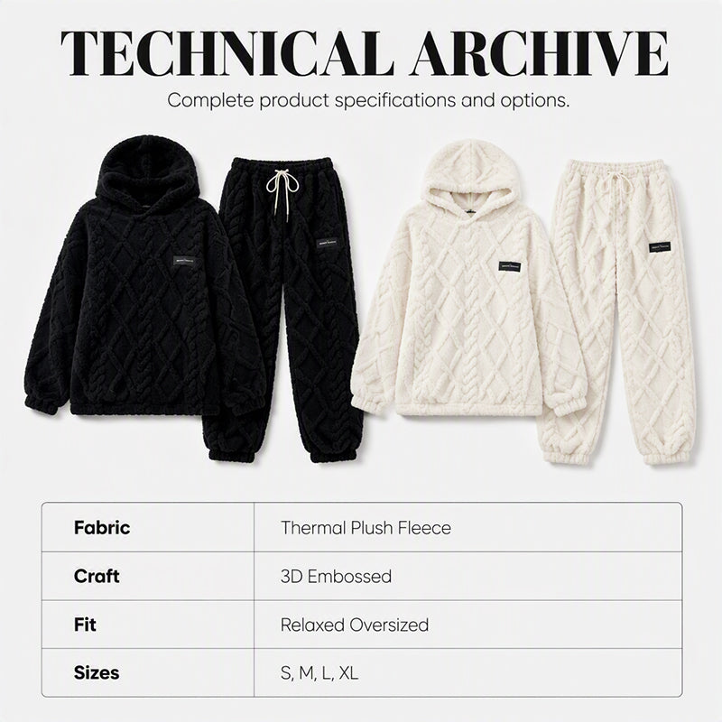 💖 Premium Comfort | Women's Plush Textured Hoodie & Pants 2-Piece Set