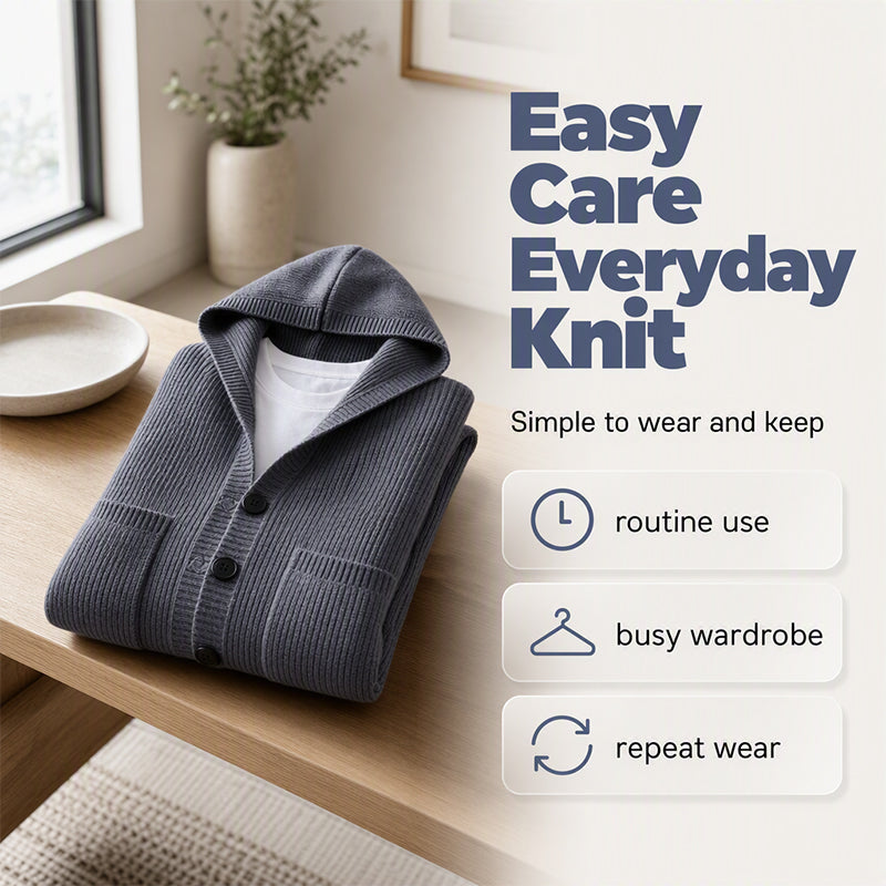 ☁️ Cozy Everyday Comfort | Men's Hooded Textured-Knit Button Cardigan