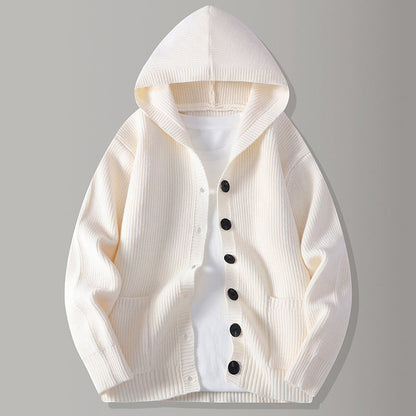 ☁️ Cozy Everyday Comfort | Men's Hooded Textured-Knit Button Cardigan