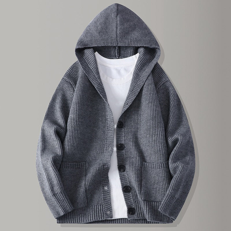 ☁️ Cozy Everyday Comfort | Men's Hooded Textured-Knit Button Cardigan