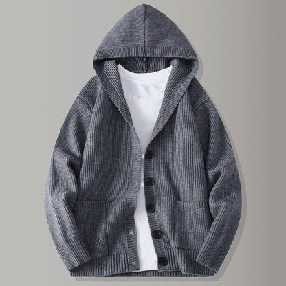 ☁️ Cozy Everyday Comfort | Men's Hooded Textured-Knit Button Cardigan