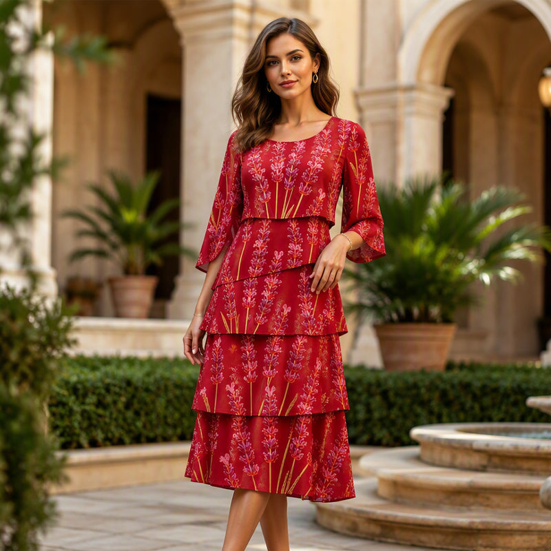 Women's Floral Print Ruffle Tiered Dress