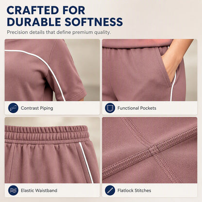 ✨ Easy Everyday Comfort | Women's Relaxed Short-Sleeve Top & Pants 2-Piece Set