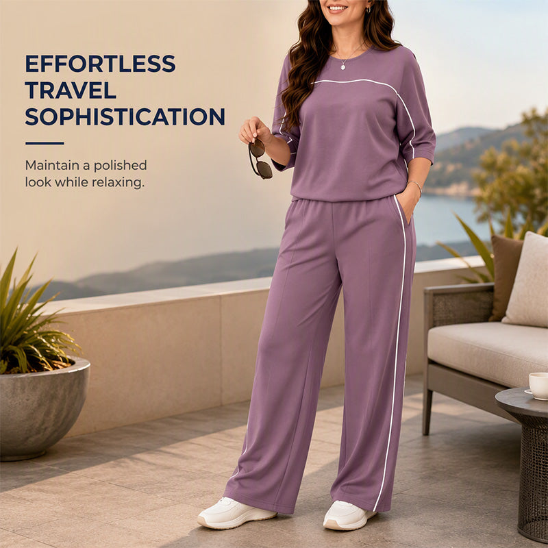 ✨ Easy Everyday Comfort | Women's Relaxed Short-Sleeve Top & Pants 2-Piece Set