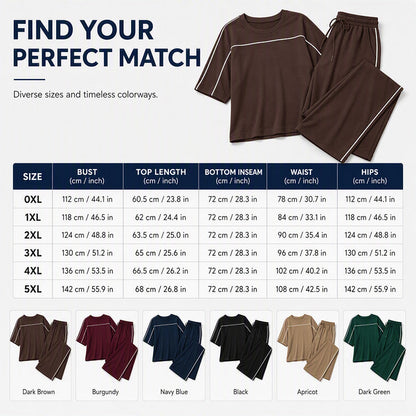 ✨ Easy Everyday Comfort | Women's Relaxed Short-Sleeve Top & Pants 2-Piece Set