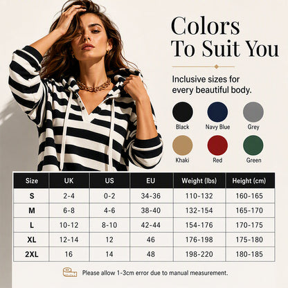 🍂 Easy Everyday Comfort | Women's Striped Hooded Casual Dress