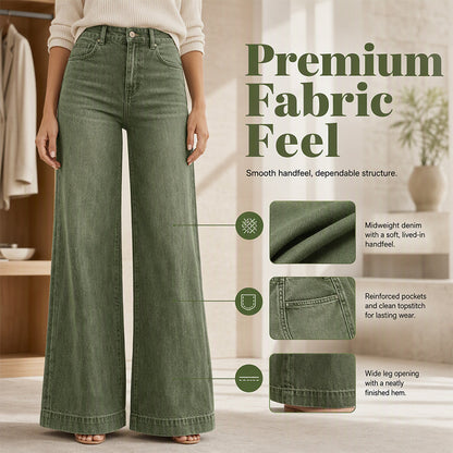 ✨ Flattering Denim Style | Women's Vintage-Wash High-Rise Wide-Leg Jeans