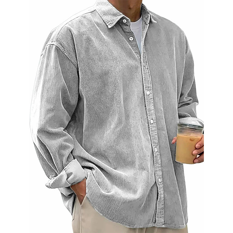 🧶 Vintage Texture, Easy Layers | Men's Relaxed Corduroy Button-Up Shirt