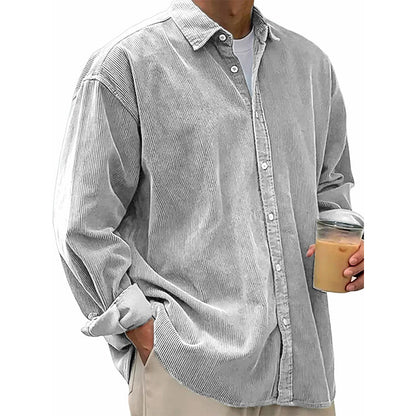 🧶 Vintage Texture, Easy Layers | Men's Relaxed Corduroy Button-Up Shirt
