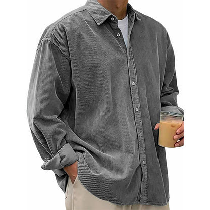 🧶 Vintage Texture, Easy Layers | Men's Relaxed Corduroy Button-Up Shirt