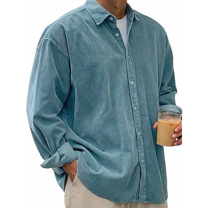 🧶 Vintage Texture, Easy Layers | Men's Relaxed Corduroy Button-Up Shirt