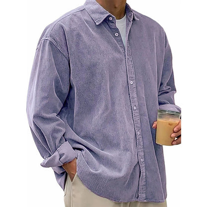 🧶 Vintage Texture, Easy Layers | Men's Relaxed Corduroy Button-Up Shirt