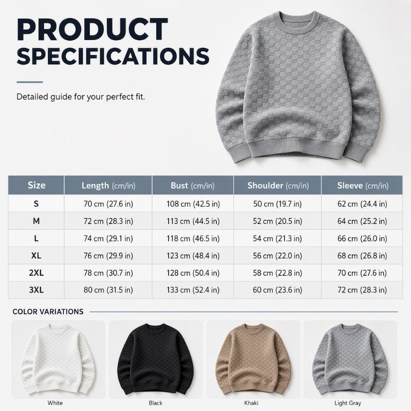 Men's Checkerboard Print Crewneck Sweatshirt