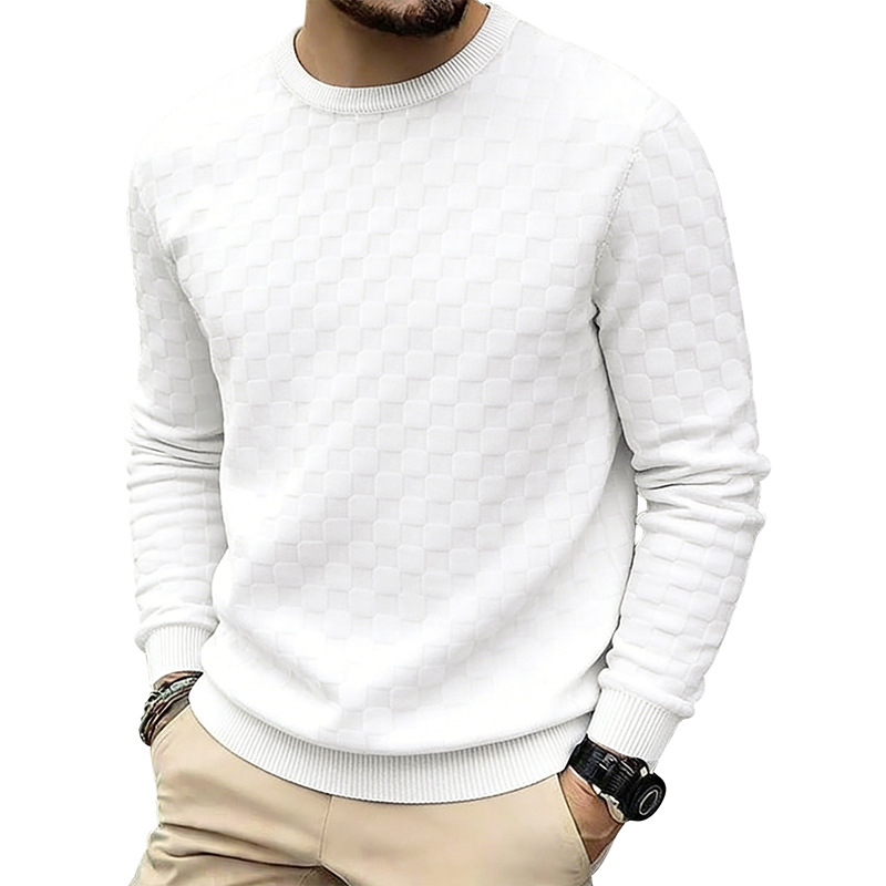Men's Checkerboard Print Crewneck Sweatshirt