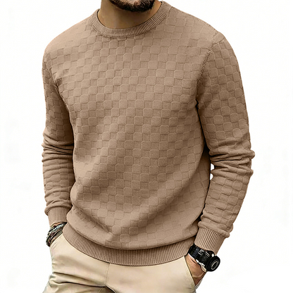 Men's Checkerboard Print Crewneck Sweatshirt