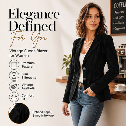 Women’s Chic Suede Slim-Fit Blazer – Elegant Fall Jacket