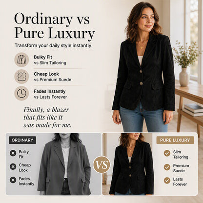 Women’s Chic Suede Slim-Fit Blazer – Elegant Fall Jacket