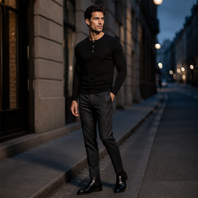 🍂 Men’s Casual Henley Long-Sleeve Shirt – Timeless Style & Everyday Autumn Comfort