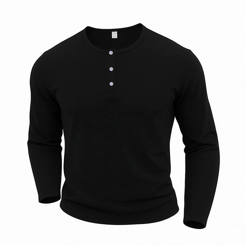✨ Easy Everyday Comfort | Men's Classic Henley Long-Sleeve Shirt