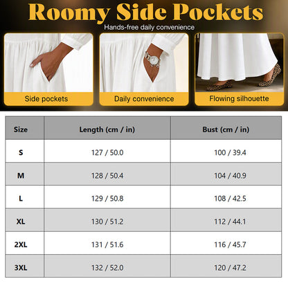 ✨ Easy Everyday Comfort | Women's Loose Long-Sleeve Maxi Dress with Pockets