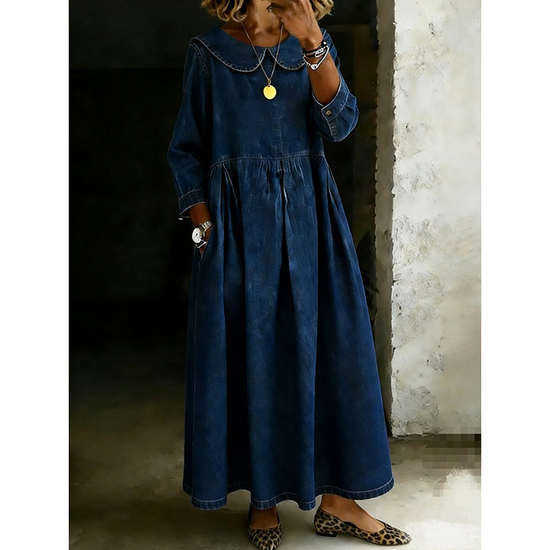 ✨ Easy Everyday Comfort | Women's Loose Long-Sleeve Maxi Dress with Pockets
