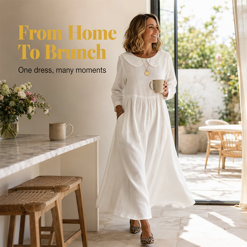 ✨ Easy Everyday Comfort | Women's Loose Long-Sleeve Maxi Dress with Pockets