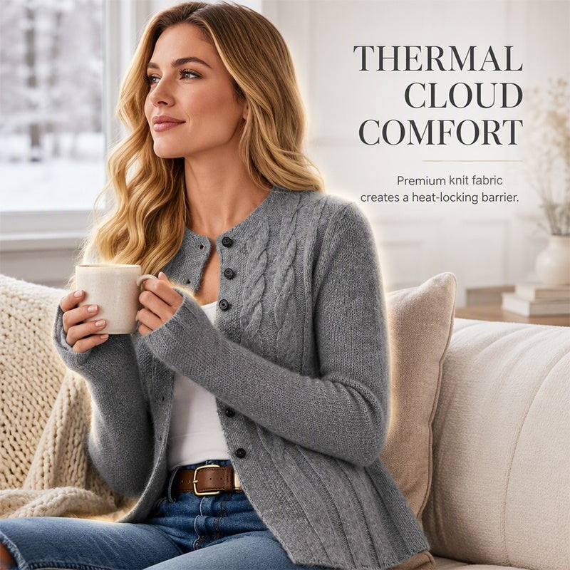 Women's Cable Knit Button-Down Cardigan