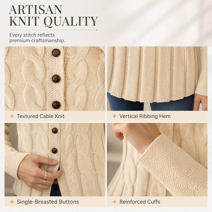 Women's Cable Knit Button-Down Cardigan