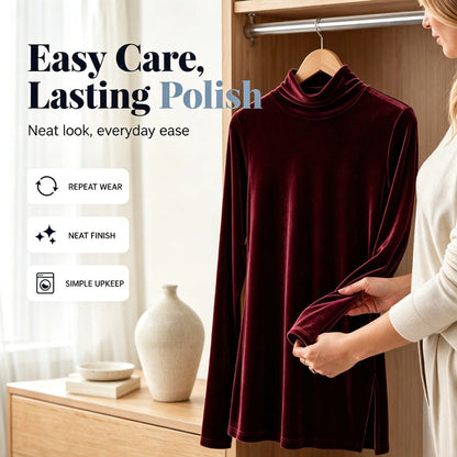 Women's Slim Fit Mock Neck Velvet Top