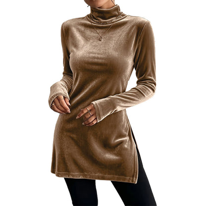 Women's Slim Fit Mock Neck Velvet Top