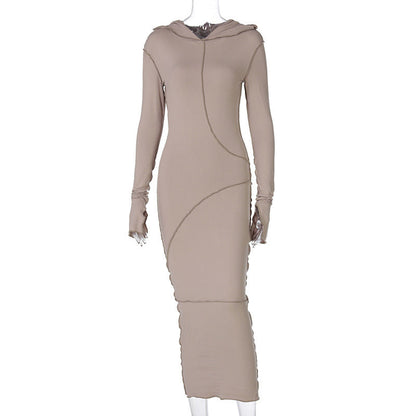 Women's Slim-Fit Hooded Maxi Dress