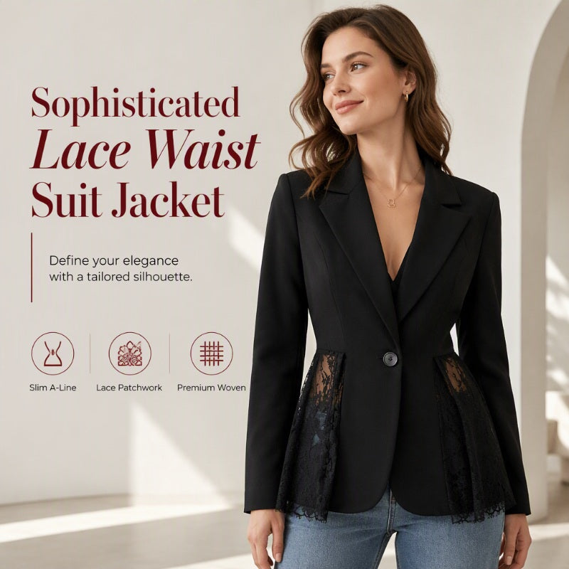 Women Lace Patchwork Blazer Jacket