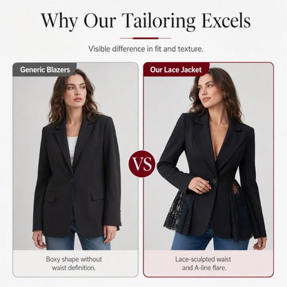 Women Lace Patchwork Blazer Jacket