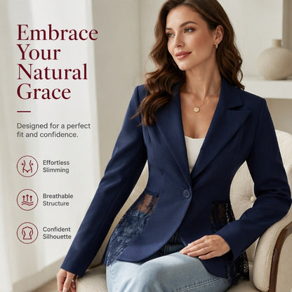 Women Lace Patchwork Blazer Jacket
