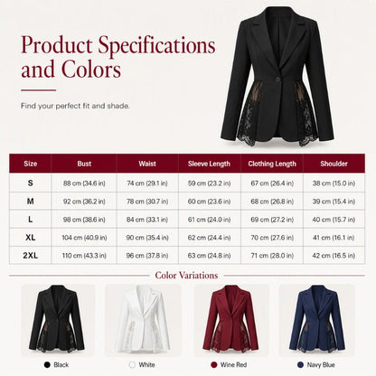 Women Lace Patchwork Blazer Jacket