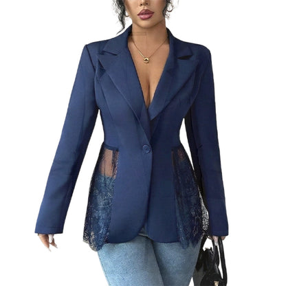 Women Lace Patchwork Blazer Jacket