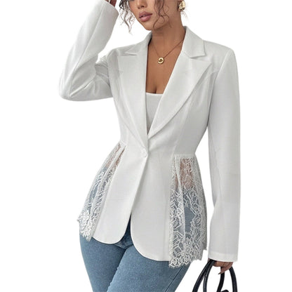 Women Lace Patchwork Blazer Jacket