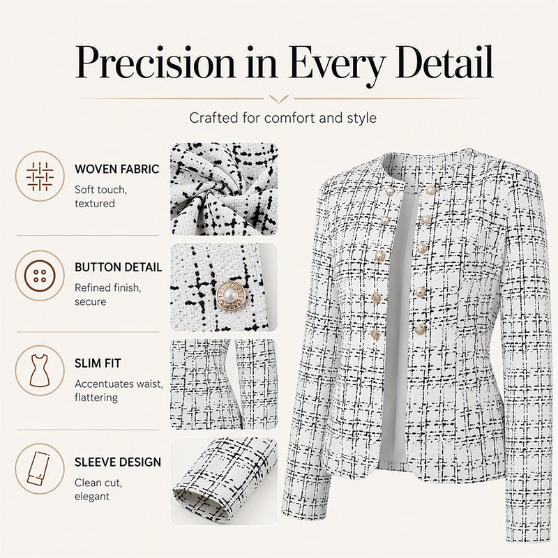 Women's Vintage Slim-Fit Tweed Jacket