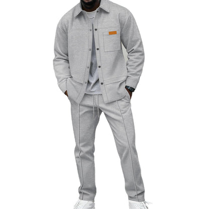 ✨ Elevated Comfort | Men's Waffle-Knit Button Jacket & Pants 2-Piece Set