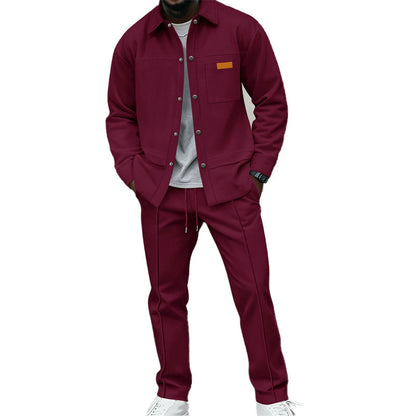 ✨ Elevated Comfort | Men's Waffle-Knit Button Jacket & Pants 2-Piece Set
