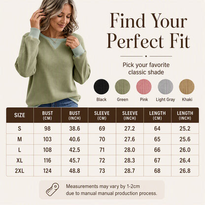 ☁️ Easy Everyday Comfort | Women's Waffle-Knit Long-Sleeve Top