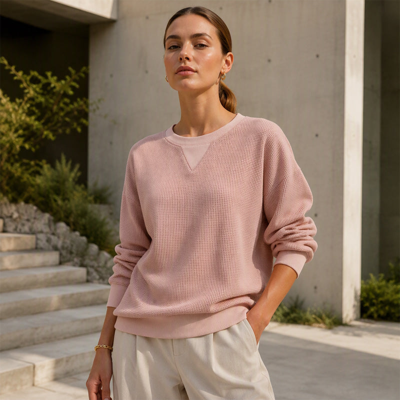 ☁️ Easy Everyday Comfort | Women's Waffle-Knit Long-Sleeve Top