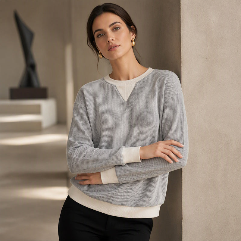 ☁️ Easy Everyday Comfort | Women's Waffle-Knit Long-Sleeve Top