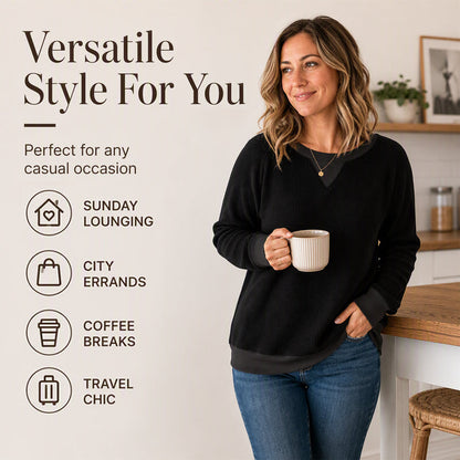 ☁️ Easy Everyday Comfort | Women's Waffle-Knit Long-Sleeve Top