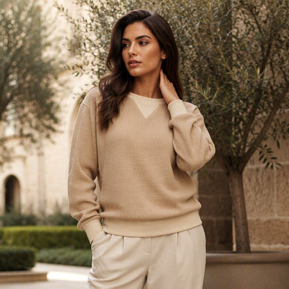 ☁️ Easy Everyday Comfort | Women's Waffle-Knit Long-Sleeve Top