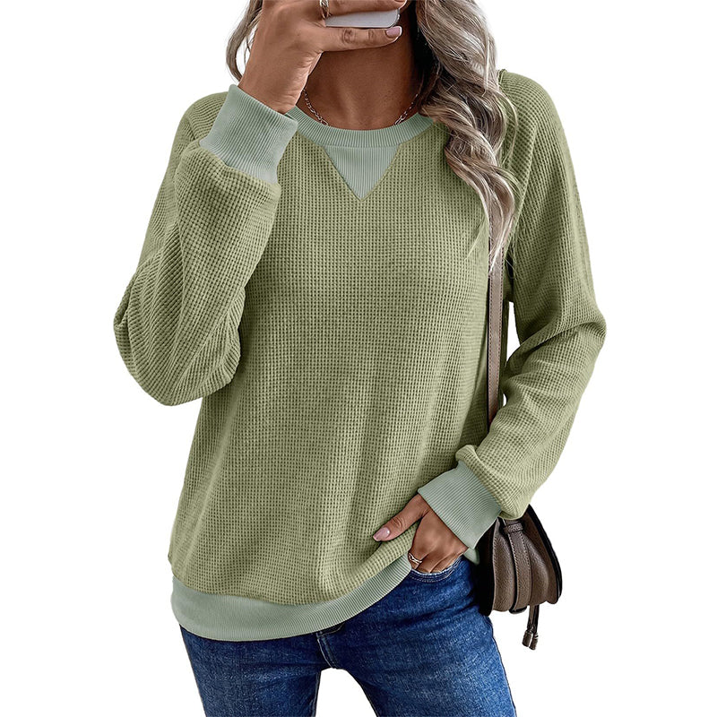 ☁️ Easy Everyday Comfort | Women's Waffle-Knit Long-Sleeve Top