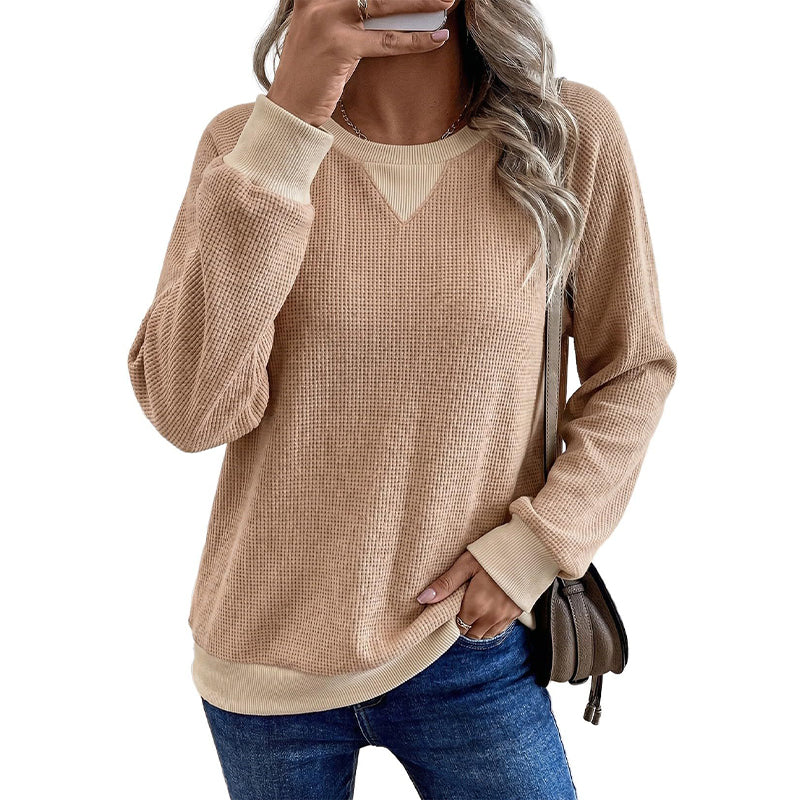 ☁️ Easy Everyday Comfort | Women's Waffle-Knit Long-Sleeve Top